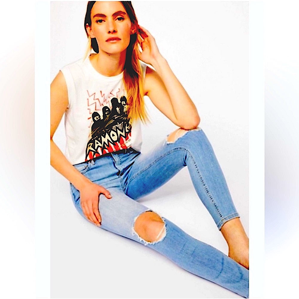 Free People Blue Distressed Jeans